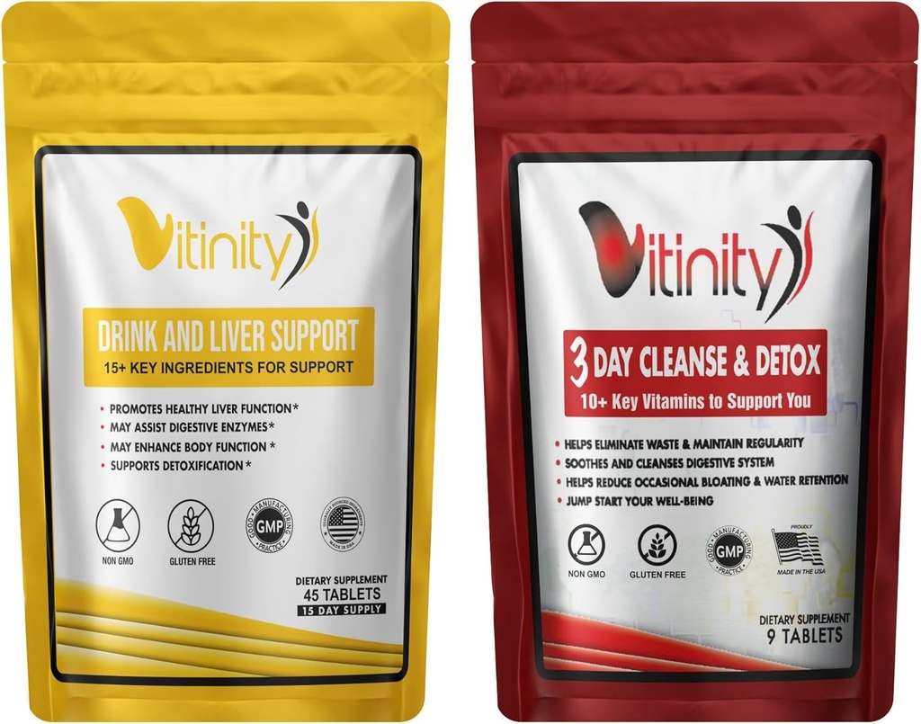 Anti- Drink Cleanse Suplemen, 25 + Key Ingredients-Craving Dukungan, Liver Health, Kudzu, Milk- Thistle, Basil Kudus, DHM Natural Cleanse, Gradual Reduction, Replenisher 30 + 9 Tab (Drink-Cleanse Combo)