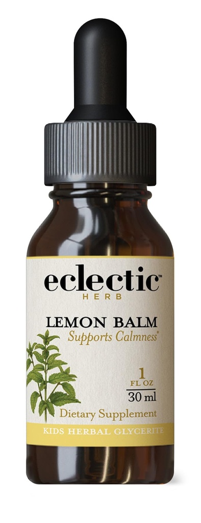 Eclectic Institute Kids Herbs Lemon Balm, Lemon Flavor 124; Calming and Gugup System Dukung 124; 1 fl oz (30 ml)