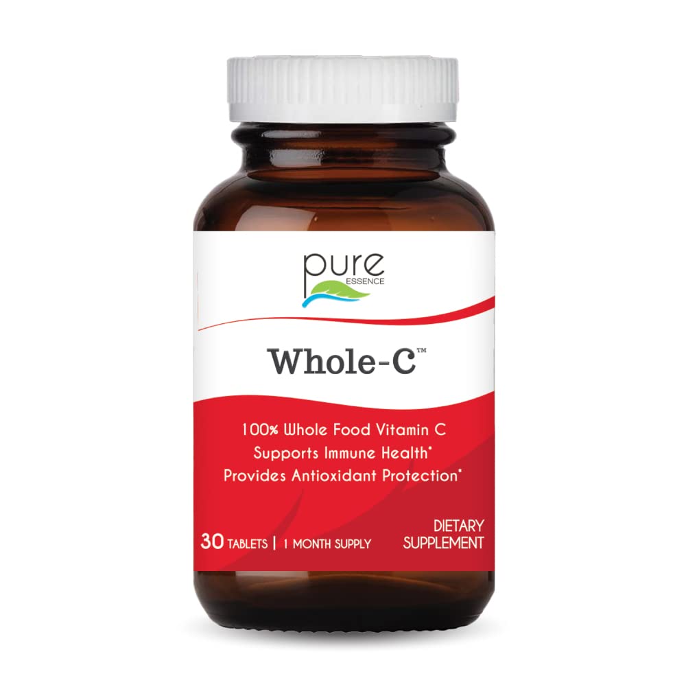 PURE ESSENCE LABS Whole- C Whole Food Vitamin C - Best Ammune Support - Organic & Nature Vitamin - Imunity Booster & Dietary Supplemen (30 Tablet)