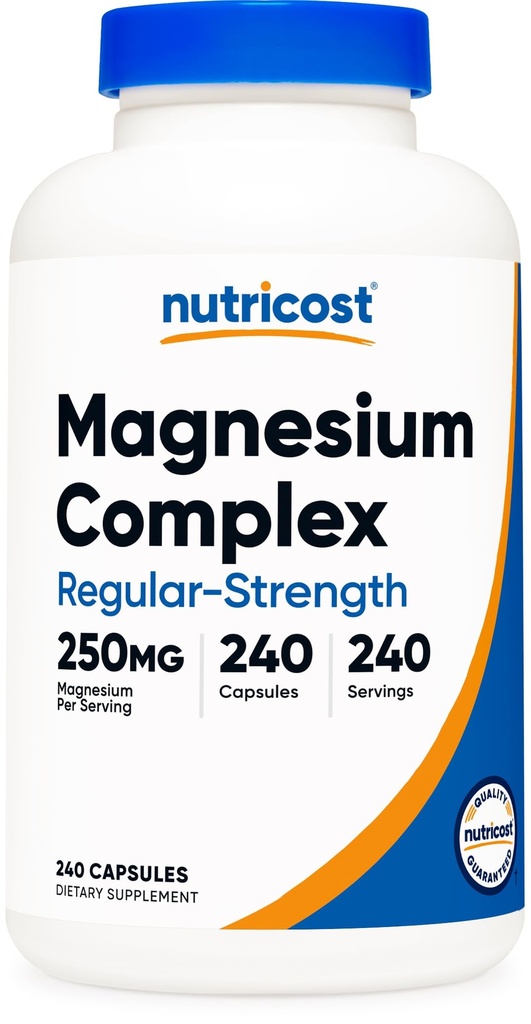 Kompleks Magnesium Nuklir 250mg, 240 Kapsul - Magnesium Oxide, Citrate, dan Glycinate - Gluten Free dan Non- GMO