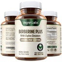 Lab Vegan Berberine HCL 1200 MG dengan Cinnamon Ceylon Organik - 180 Vegan Capsules - Supports Overall Health and Imune System