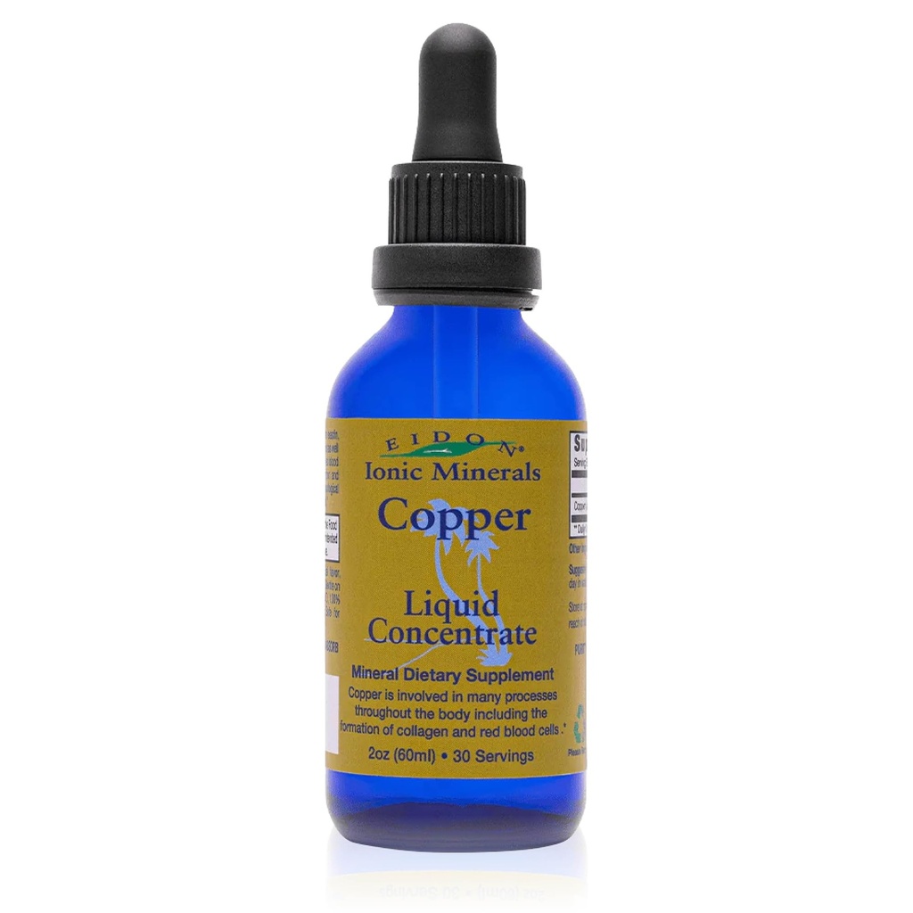 Eidon Ionic Minerals Copper - Tambahan Kopper, Konsentrat Liquid, Tambahan Dieter Mineral untuk Dukungan Sel Darah Merah & Sehat Skin - 2 Ounce Bottle