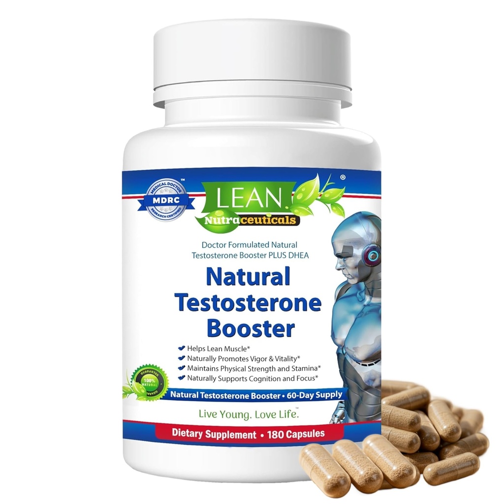 Pendukung Hormone Lean Nutra Men - 180 Capsules - Natural Testosteron Dukungan dengan Maka, Fenugreek, Tongkat Ali, Zinc, Tribulus, DHEA - Energi, Keseimbangan, Kekuatan & Wellness untuk Pria