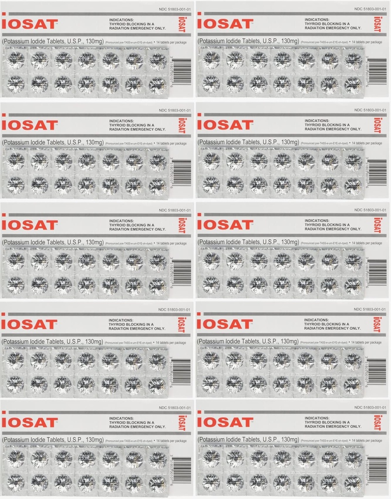 Potassium Iodide Tablet, 130 mg (14 tablet masing-masing) - 10 bungkus