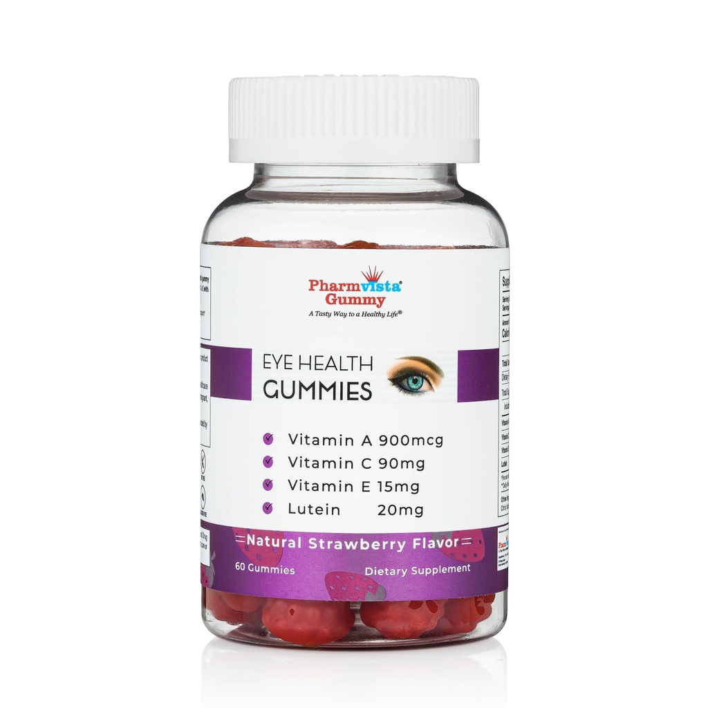 Dukungan Kesehatan Mata - Vitamin A + C + E + Lutein - Gluten Free, Vegan Friendly Suplemen - 60 Count