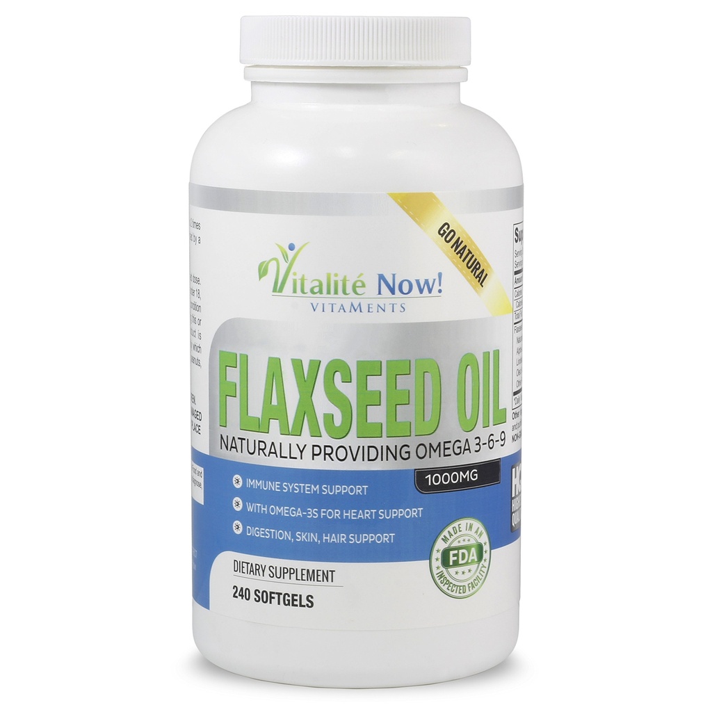 Upsize Best Organic Flaxseed Oil Softgels - 10000mg Premium, Virgin Cold Pressed from Flax Seeds - Hair Skin & Nails Dukungan - Omega 3- 6- 9 Tambahan - 240 Count - Lebih dari 8 Bulan Suppply!