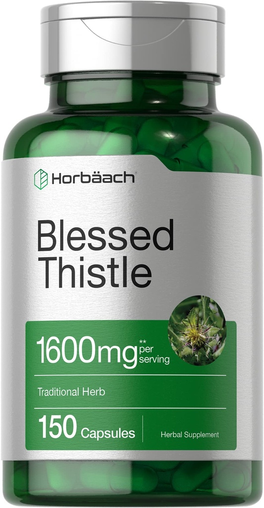 Horbaach Bless Thistle Capsules 1600 mg 124; 150 Cacah 124; Max Potency 14; Non-GMO, Gluten Free Herb Suplemen