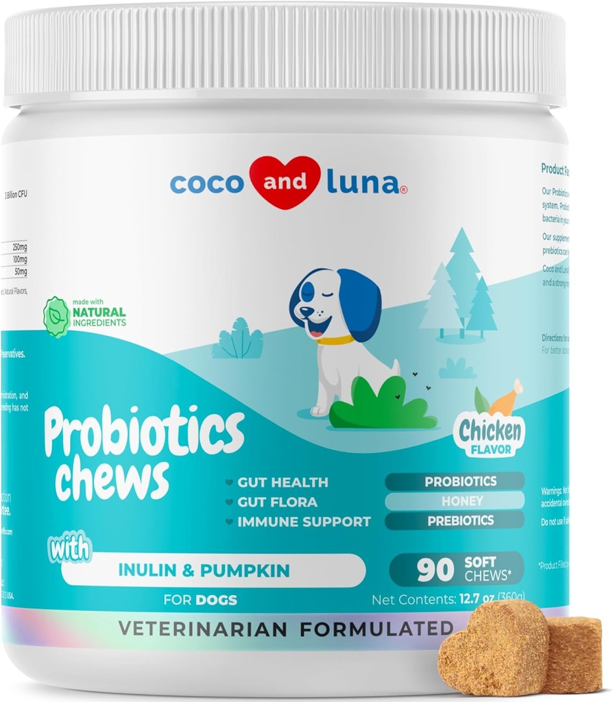 Progities for Dogs Digetical Health, Diare, Gas, & Seasonal Allergies - with Honey, Pumpkin and Pregories for Digetical Duption, Bad Dog Breath & Constipation