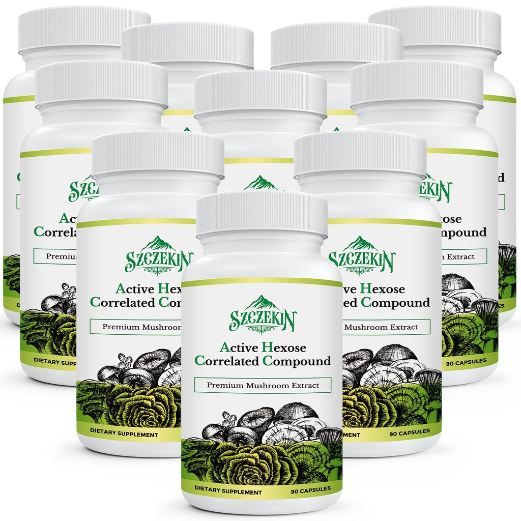 Senyawa Terhubung Aktif Hexose 1500 mg Tambahan, Alami 8 Mushroom Extractions Suplement, Imune System, Liver Fungsi, Natural Killer dan T Cells Activity, 900 Veggie Capsules