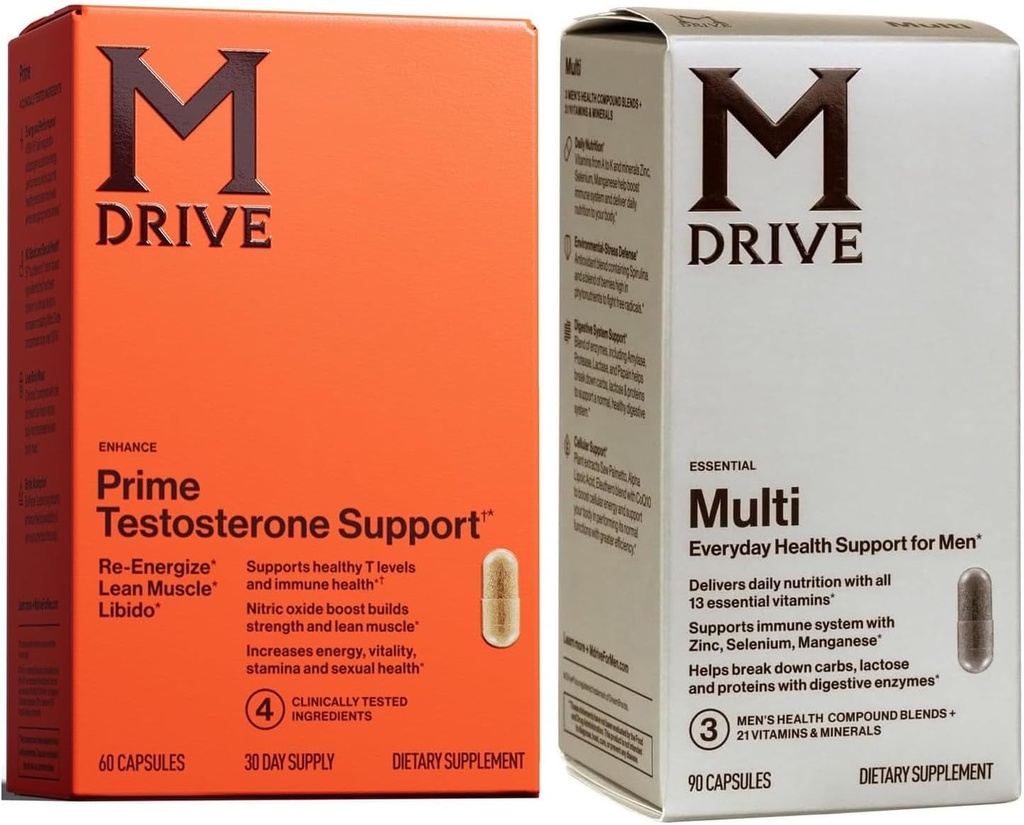 Mdrive Prime Testosterone Booster + Men 's Multivitamin
