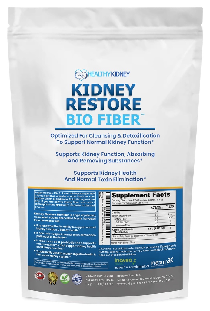 Bio Fiber, Ginney Cleanse Detox & Repair - Dukungan Reporatif Ginjal & Ginjal untuk Menghapus Suplemen Pembuangan, Ginjal Kesehatan - Tambahkan ke Teh untuk Kesehatan Ginjal - 2.5 LBS