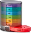 MEDca Weekly Pill Organizer, 1 Dispenser, 7 Stackable Multiply Comment Four Times- a- Day - Pagi, Noon, Evening, dan Bedtime, Black