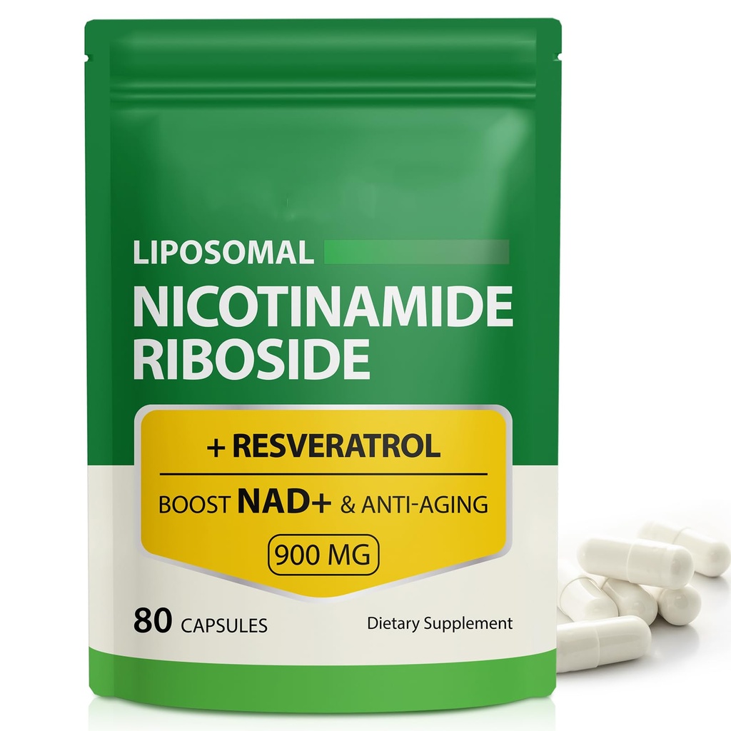 Tambahan NAD, 900mg - Lipomal Nicotinamide Riboside NAD + Tambahan dengan Reveratrol Supports Muscle, Brain, Cellular Energy
