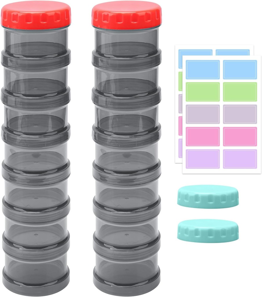 2 Pack 7 Day Pill Organizer Case Stackable Weekly Supportions Vitamins Pill Discenser Large Translucent Black dengan Extra Lid