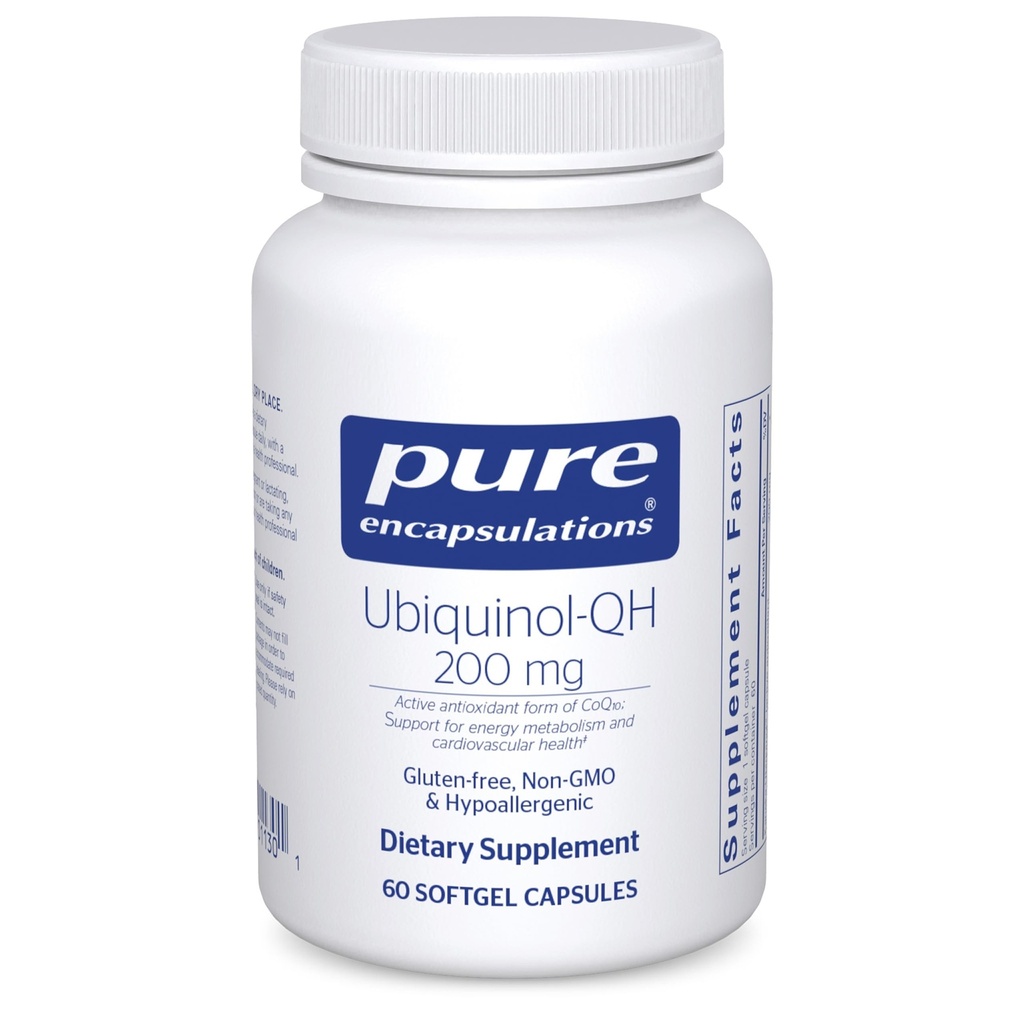 Encapsulasi Murni Ubiquinol- QH - 200 mg Ubiquinol - Formasi Aktif Koenzim Q10 - Kesehatan Hati & Energi Metabolisme Dukungan * - Supplemen Antioksidant - 60 Softgel Capsules