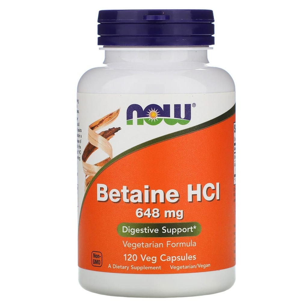 Sekarang Foods Betaine HCI, 648 mg dengan 150 mg Pepsin, 120 Capsules, 2 Pack