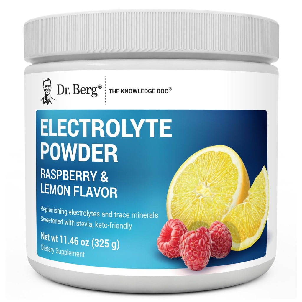 Dr. Berg Zero Sugar Hydration Keto Electrolyte Powder - Enhanced w / 1000 mg of Potasium & Real Pink Himalaya Garam (TIDAK Tabel Garam) - Raspberry & Lemon Flavor Hydration Supplemen - 50 Hamba