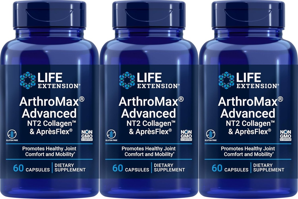 Ekstensi Hidup ArtromMax Lanjutan dengan NT2 Collagen & ApresFlex, 60 Capsules (Paket 3)