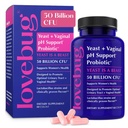 Lovebug Yeast dan Vaginal Progeds for Women pH balance & Urinary Tract, 50 Milyar CFU, UTI, BV, Odor Dukung dengan Lacnaciillus, Bifidobacterium, Digetial & Vaginal Health Suplemen 60