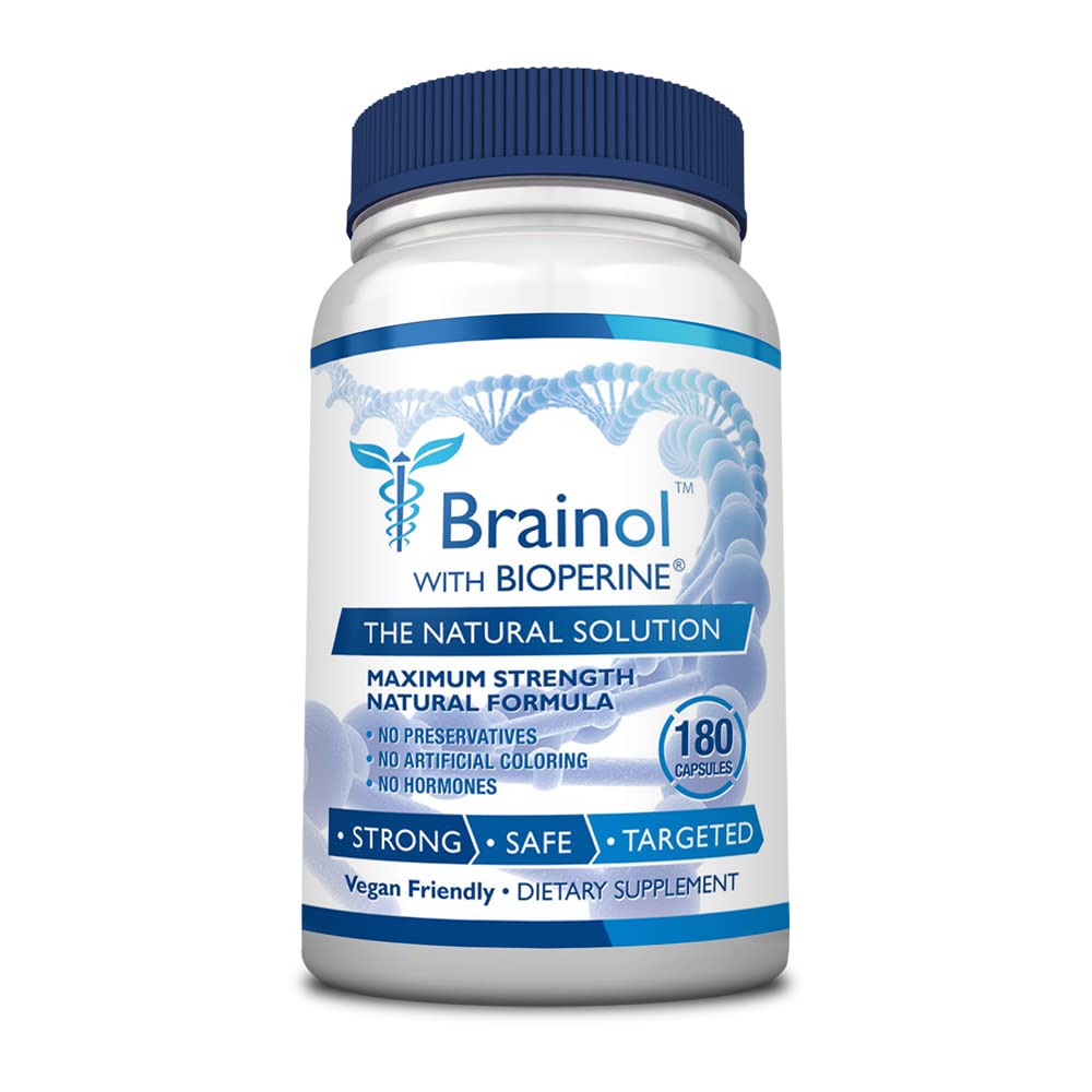 Brainol - Pilihan Terpintar Untuk Boosting Nootropic - Enhance Mental Performance, Fokus dan Clarity - Dengan DMAE, Huperzine A, BioPerine - Friendly - 180 Kapsul - 3 Bulan Suppply