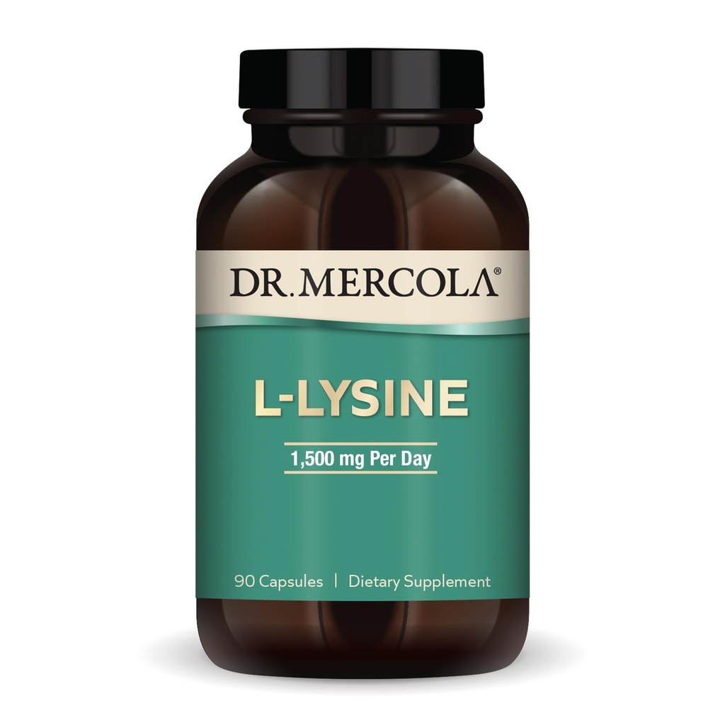 Dr. Mercola L- Lysine, 90 Capsules 1500 mg L- Lysine, Non-GMO, Gluten Free, Soy Free