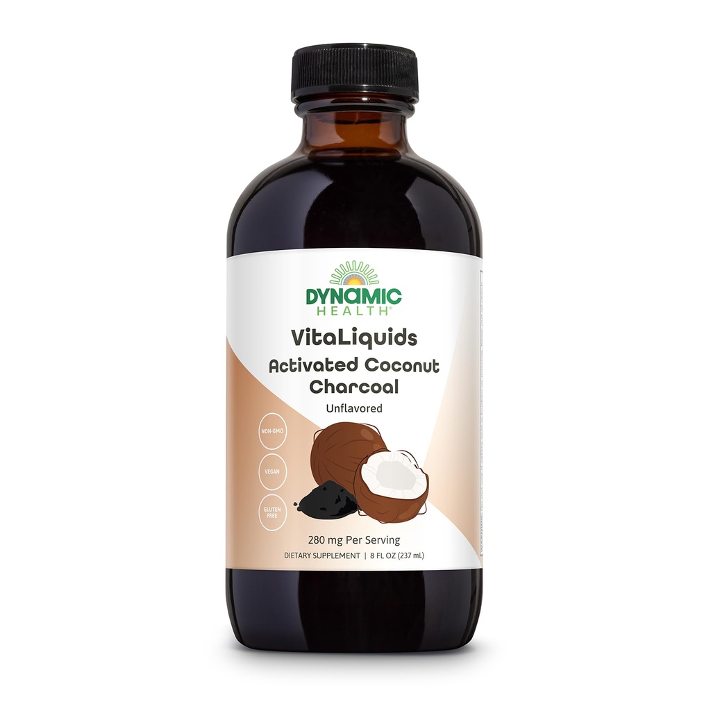 LIFETIME Diaktifkan Coconut Charcoal, Liquid, Unflafedored (BTLE-Glass) 12.4; 8oz