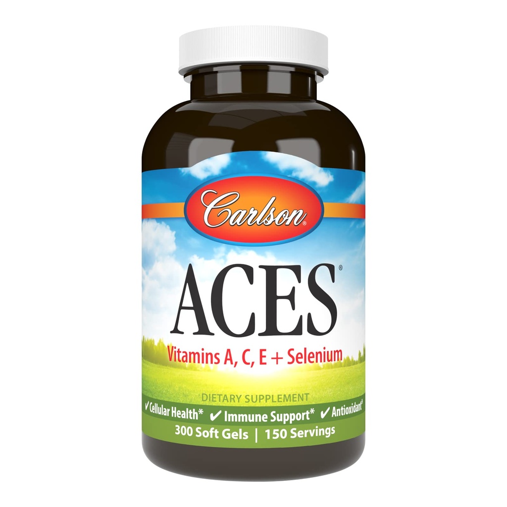 Carlson - ACE, Vitamin A, C, E + Selenium, Cellular Health & Imune Dukungan, Antioksidant, 300 Softgels