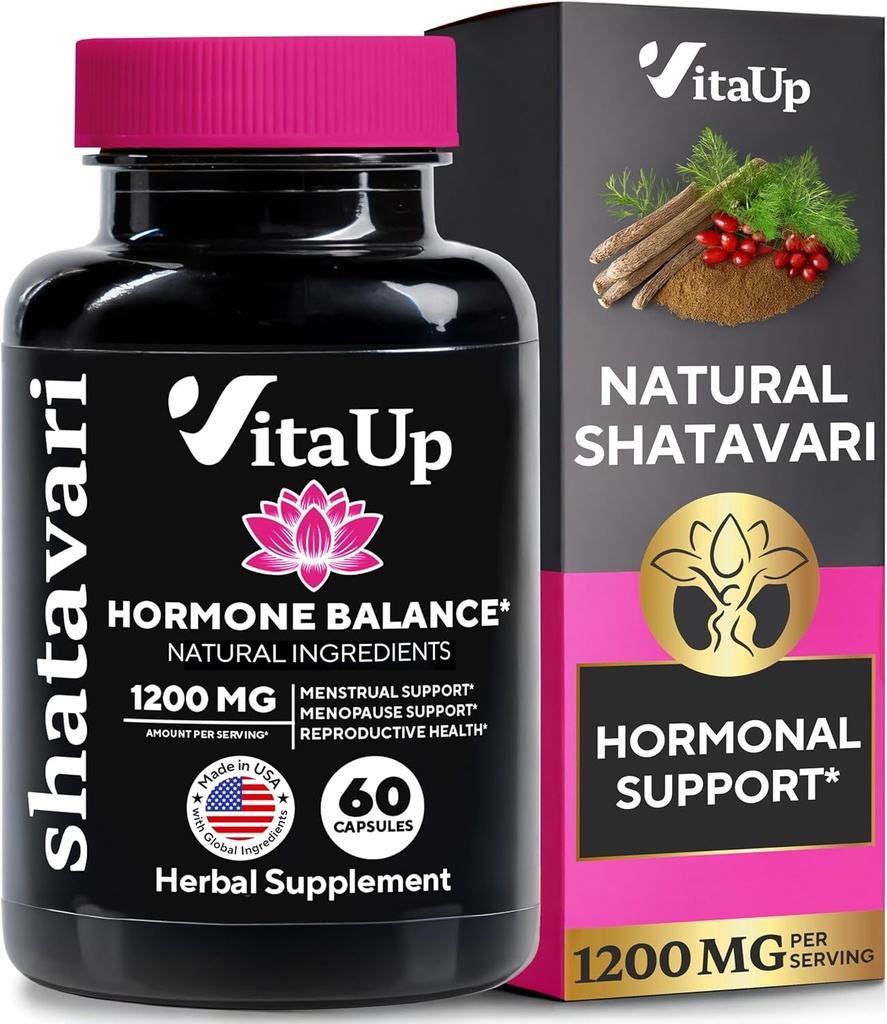 Shatavari Capsules for Women 1200mg - USA Made Shatavari Root Suplemen untuk Dukungan Hormonal Normal, Menopause & Menstrual Wellness - 60 Vegan Capsules