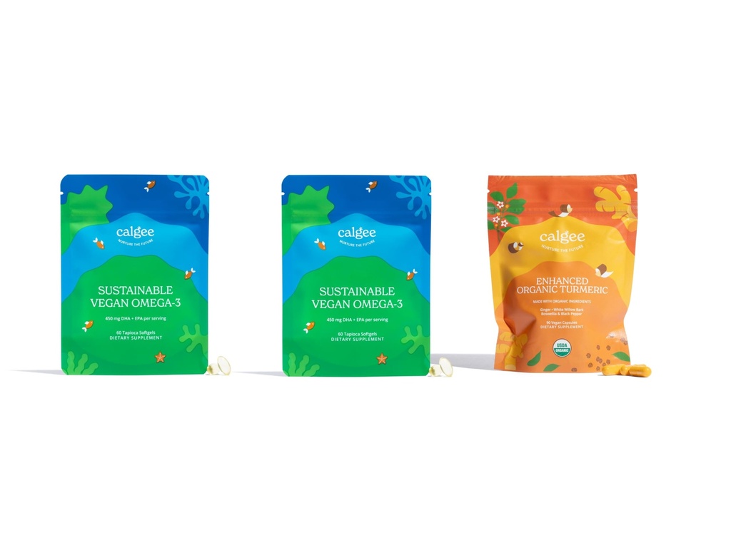 Vegan Omega -3 2-Pack + USDA Organik Turmeric