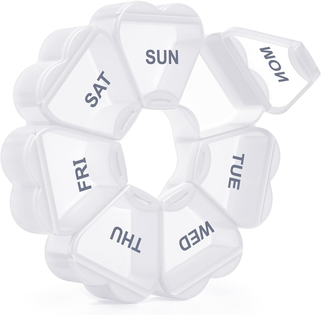 Large Weekly Pill Organizer, Pill Box 7 Day, KAPENS Daily Vitamin Case Large Capacity Comment, Pill Container for Fish Oil Medicine Suplemen, White