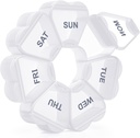 Large Weekly Pill Organizer, Pill Box 7 Day, KAPENS Daily Vitamin Case Large Capacity Comment, Pill Container for Fish Oil Medicine Suplemen, White