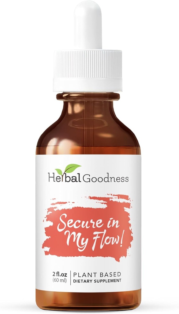 Herbal Good Secure in My Flow Flowed 124; Menstrual Supports 124; Slow Flow Menstrual Suplemen, Dukungan Mood, Kesehatan Hormone, Relaxation, Metabolic Dukungan 2oz