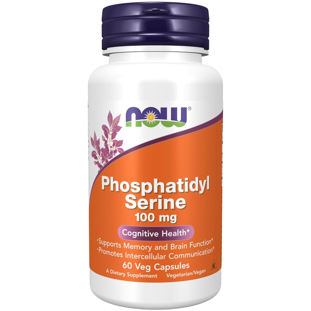 Sekarang Makanan Suplemen, Pfoshatidyl Serine 100 mg dengan senyawa Phospholipid berasal dari Soy Lecithin, 60 Veg Capsules