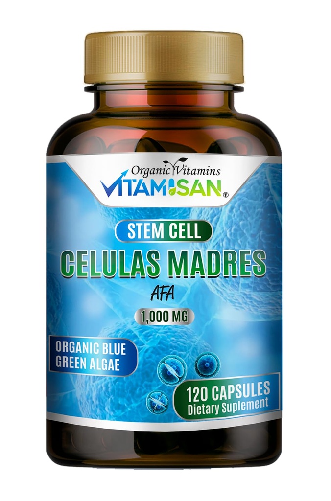 Celulas Madres AFA Stem Natural Cell 120 capsules 1000 mg Blue Green Algae Non GMO Gluten Free Aphananizomenon Flos- aquae cellula Madre Suplement