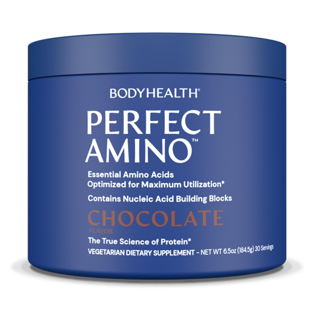BodyHealth PerfectAmino Powder - BCAA dan bedak EAA untuk Pre dan Post Workout - Amino Acid Energy Dum Pria dan Perempuan untuk Mendukung Lean Muscle dan Pemulihan - Coklat - 30 Servis