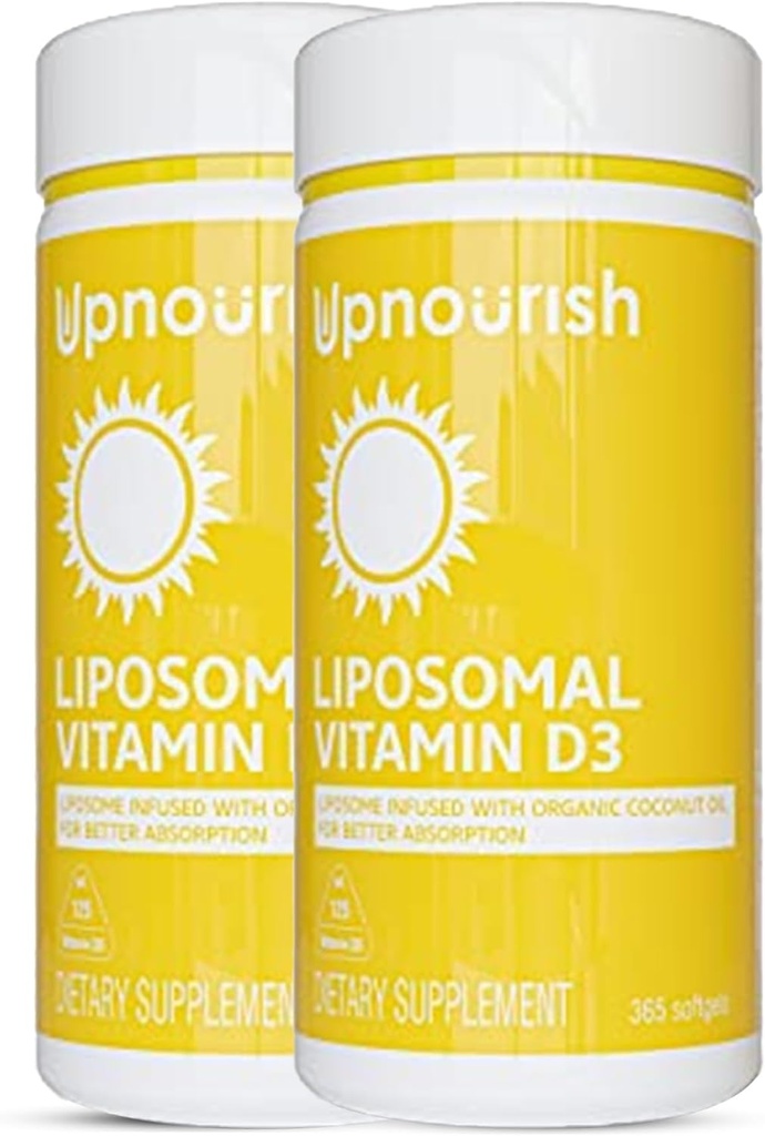 UpNfeating 2 Pack - Lipomal Vitamin D 5000 IU 730 softgel, Cholecalfferol D3 dengan Natural Coconut Oil, VIT D3 Suplemen