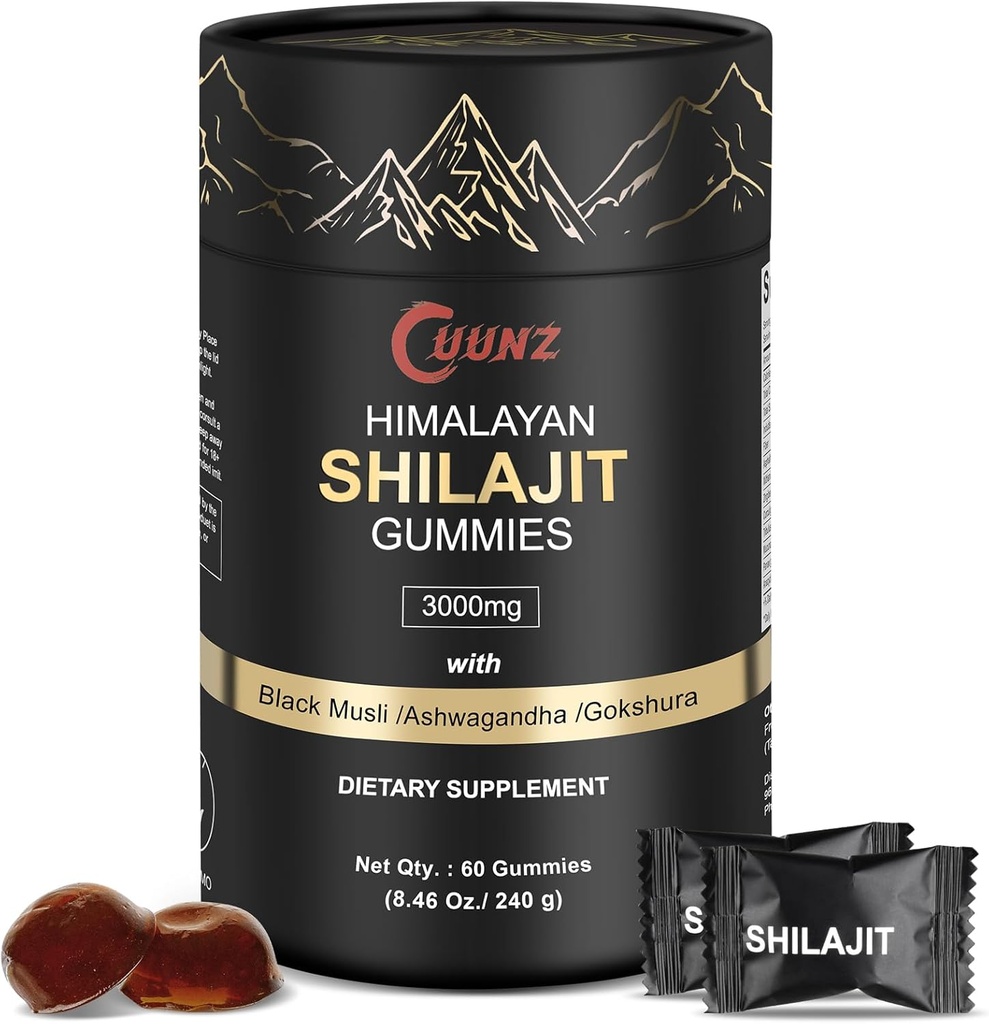 Ceruk Himalaya Shilajit Gummies Emas - Ashwagandha, Gokshura - Fulvic Acid - 85 + Trace Mineral - untuk Pria Ditambahkan Gula (Shilajit Gold Gummies)