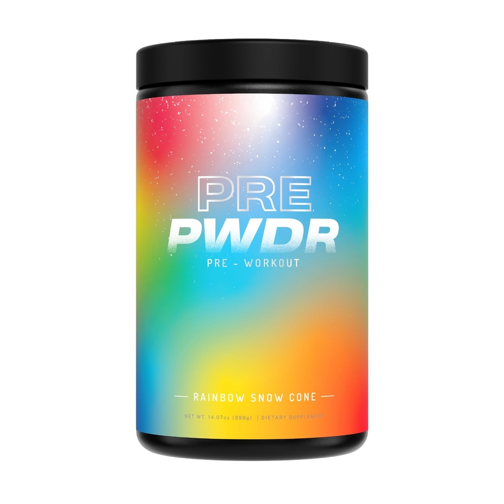 PWDRS Pre- Workout Powder, All Natural Pre Workout for Energy, Pompa, Endurance & Power, with Caffeine (Rainbow Snowcone)