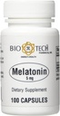 Bio- Tech Pharmacal Melonaciin (5 mg), 100 Kapsules - All-Natural Support Sleep, Cardiovascular, Imune, & Bone Health - No Dairy, Fish, Gluten, Peanut, Shellfish, GMOS, & Soy - Tidak