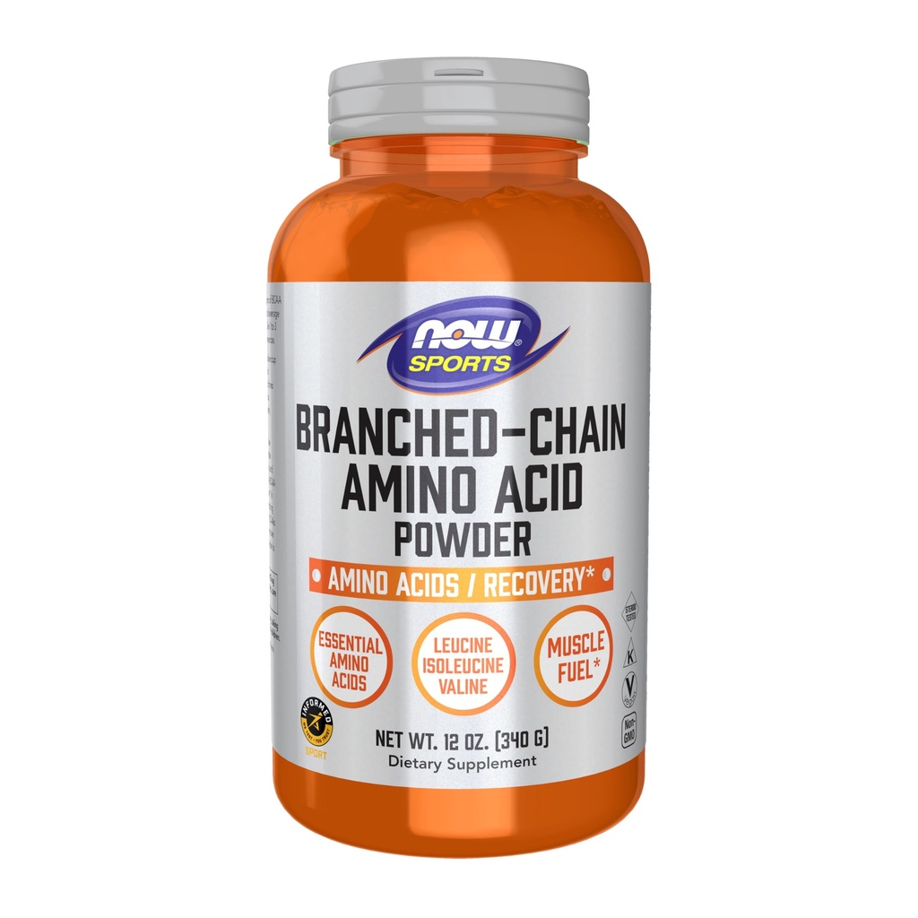 NOW Foods Sports Nutition, Branched Chain Acid Powder Acid dengan Leucine, Isoleucine, dan Valine, 12- Ounce