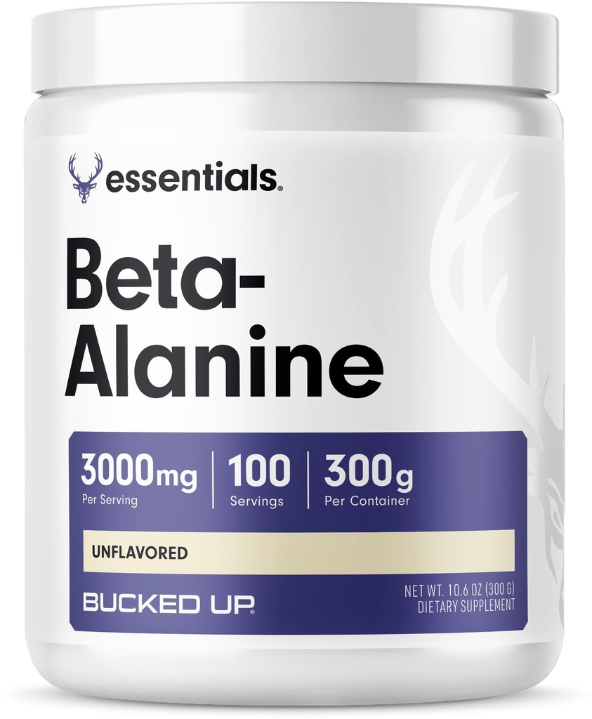 Bucked Up Beta Alanine 300mg Powder, Non- GMO, Gluten- Free, Unflasported (100 Pelayan)