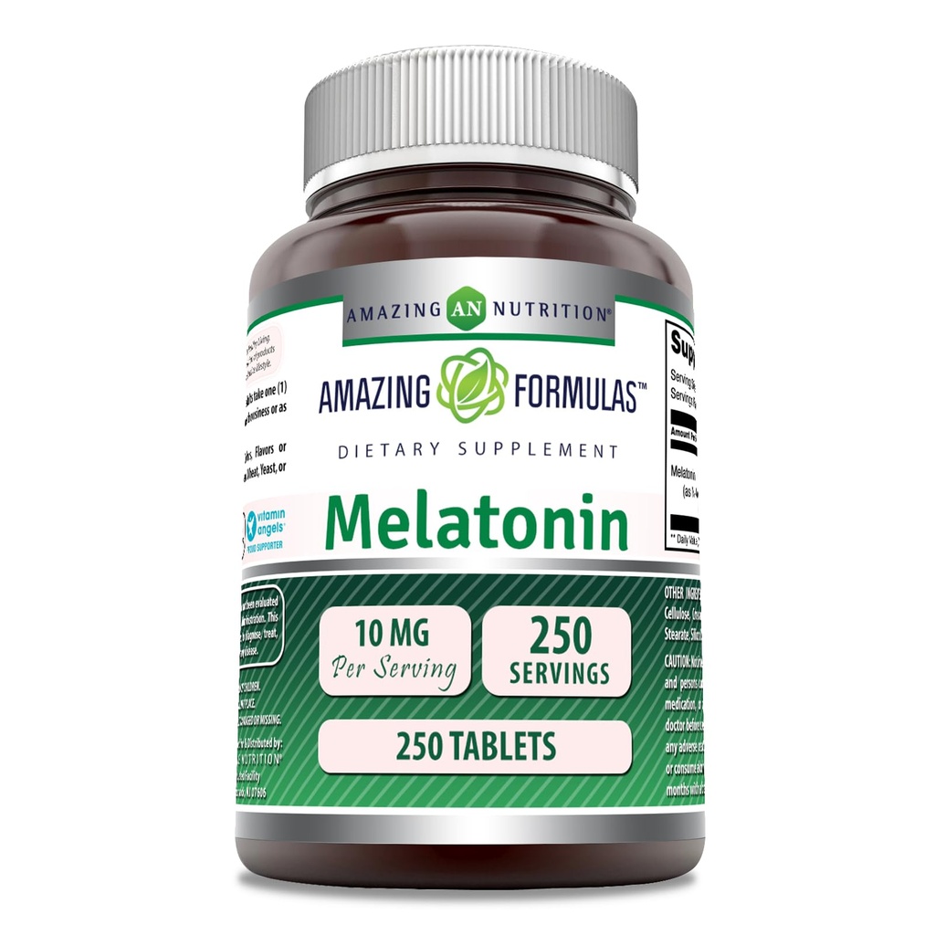 Amazing Formulas Melonatin Suplemen 126; 10 Mg Per Serving 124; 250 Tablet 12.4; Non GMO 124; Gluten Free 124; Dibuat di USA