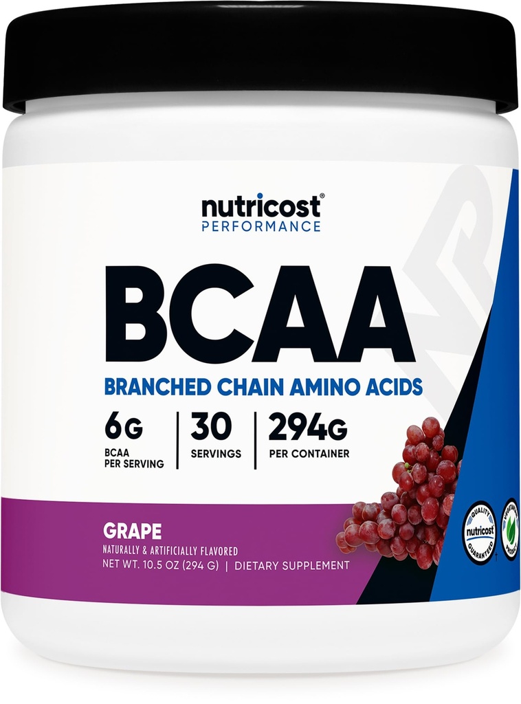 Nutricost BCAA Powder (Grape, 30 Pelayan) - Optimal 2: 1 Rasio, Vegetarian, Non- GMO