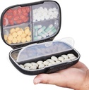 Sukuos Travel Pill Organizer Weekly with Double Lock, Portabel Pill Box with Large 7 Comment, Airtight Daily Medicine Case Container dengan Label for Vitamin / Fish Oils / Suplemen