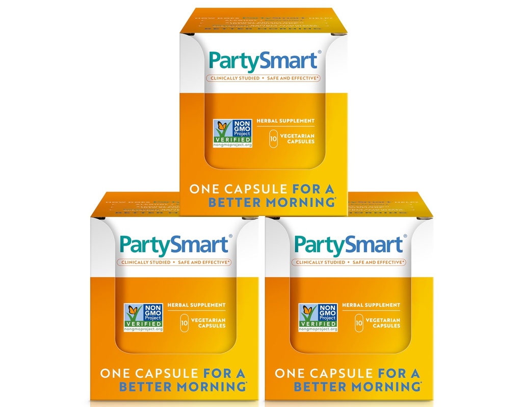 Himalaya PartySmart, 10 Individual Capsules - Alkohol Breakdown Liver Dukungan untuk Better Morning Setelah Minum - Plant Based, Vegan, Non-GMO, Gluten Free, Clinical Studied (Pack of 3)
