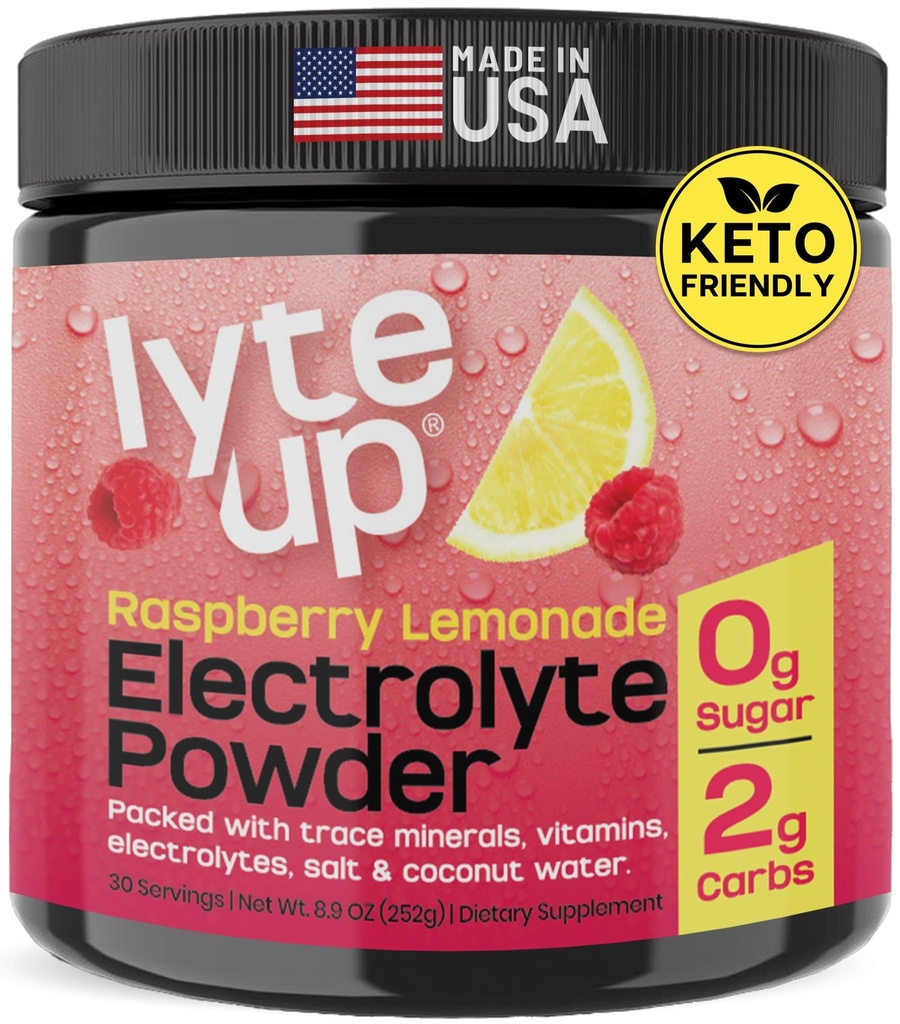 Nutriana Keto Electrolytes Powder No Sugar - Zero Carb & Zero Calorie Electrolite Drink Mix - Sugar Free Electrolytes for Hydration Powder - Fusting Electrolites Raspberry Leemonade Flavor