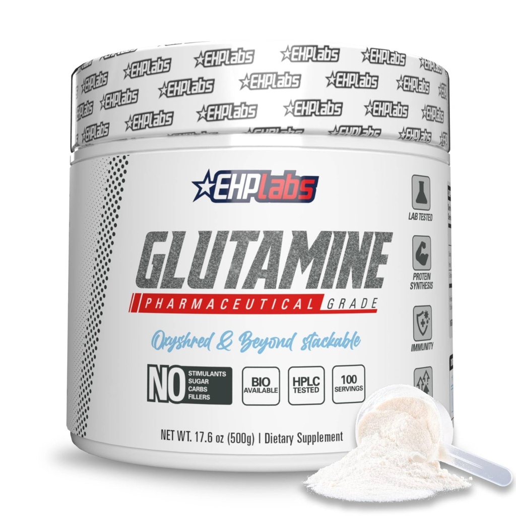 EHP Labs L Glutamine Powder Amino Acids - L- Glutamine, Recout, Immune Health Health Support (500g) - 100 Services