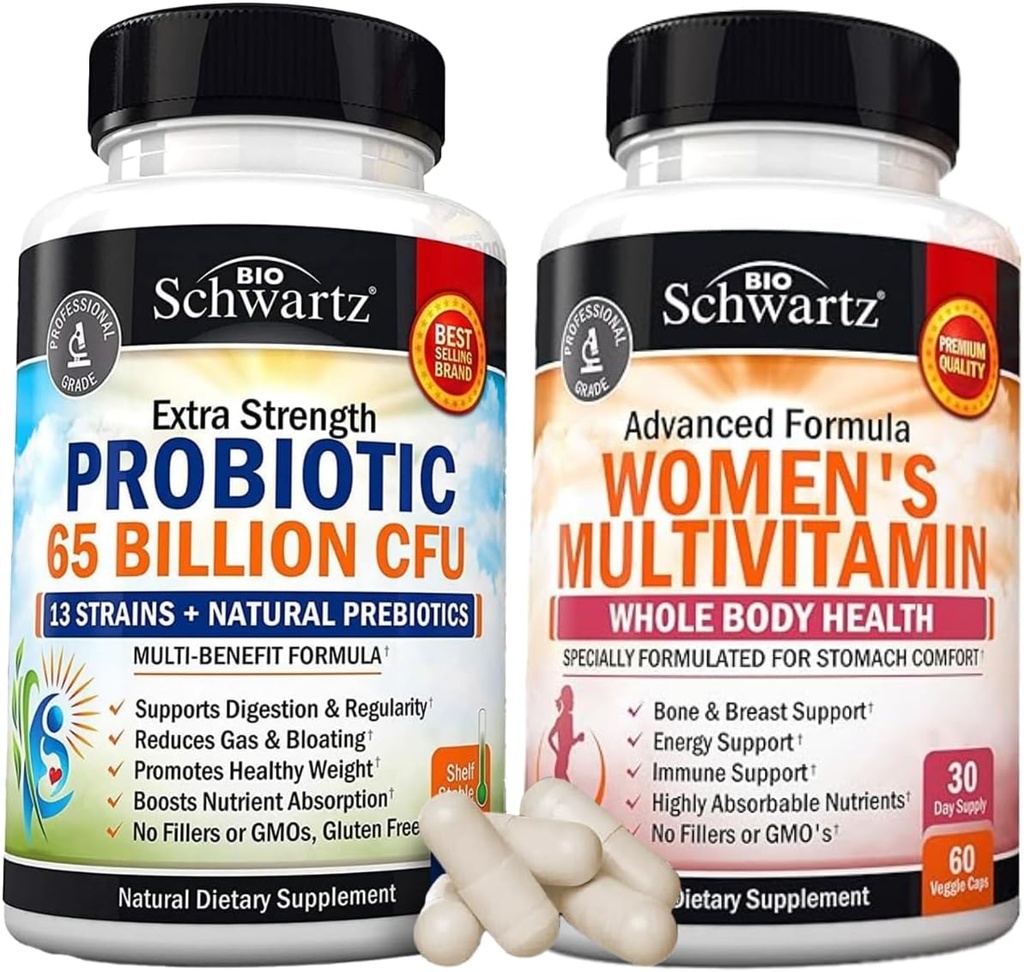 Daily Multivitamin for Women Capsules (1 Month Supply) Plus 65 Milyar CFU Daily Probiotic Suppplemen (1 Bulan)
