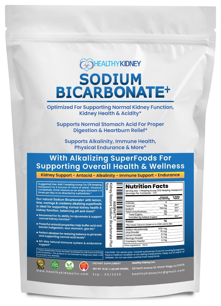 Gunakan Sodium Bikarbonat Tambahan Alkali untuk Alkalitas. Dukung Kidneys & Perut Acid Neutralizer w / Alkali Superfood. Sodium Bicardiate Powder Ginny Imune Dukung Antax Sport 1LB