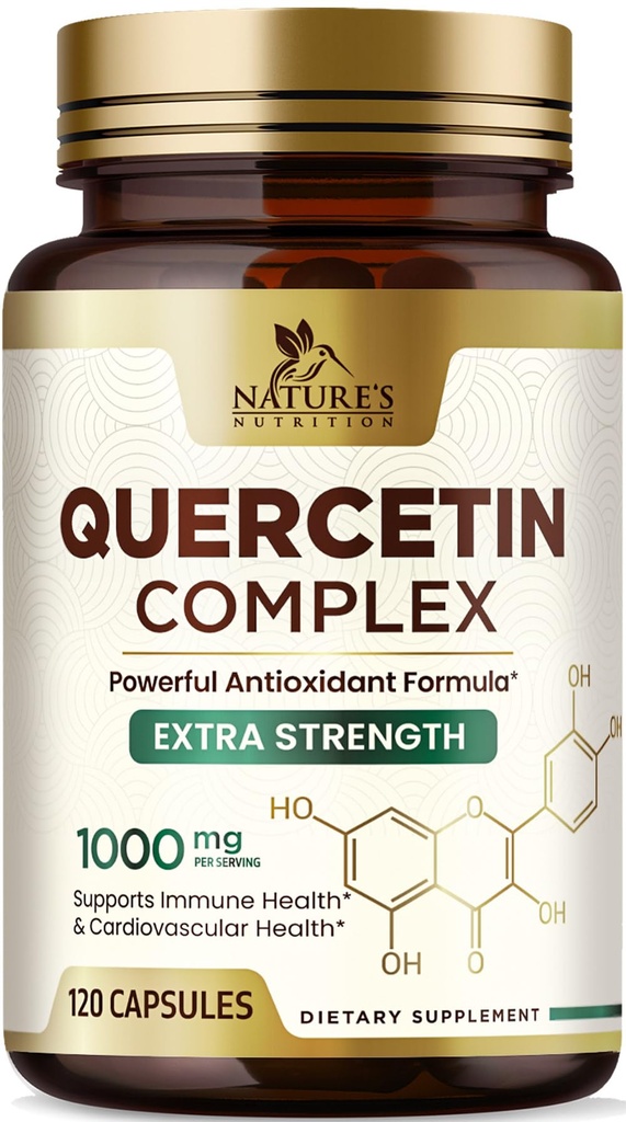 Suplemen Quercetin 1000mg - Natural, Plant-Based Dukungan untuk Imune, Cellular, Repiratory & Seasonal Perubahan - Ekstra Quercetin Dihidrat dari Sophora Yafika - 120 Vevgie Capsules